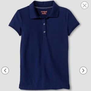 Cat & Jack Girl Navy Blue School Uniform Short Sleeve Pique Polo Top Size 7/8